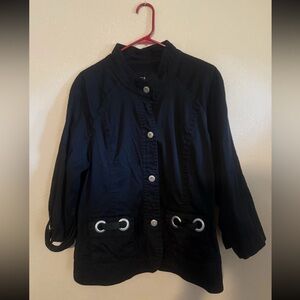 LAL Women’s Black Half Sleeve Blazer Dress Shirt Jacket 2X